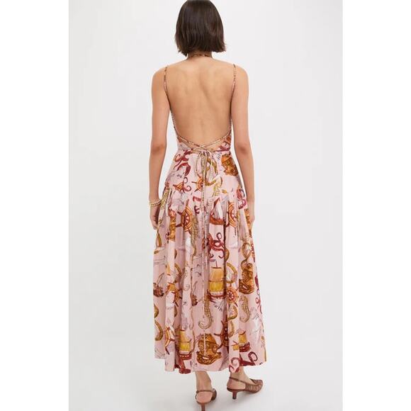 FARM RIO Nautical Wonder Pink Strappy Maxi Dress Size M NWT - Picture 2 of 6